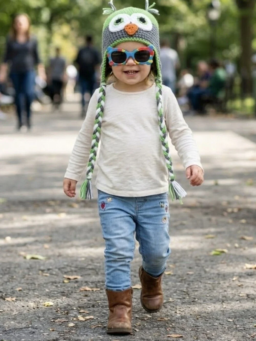 💙NEW Handmade Child Winter Hat 🤍green gray